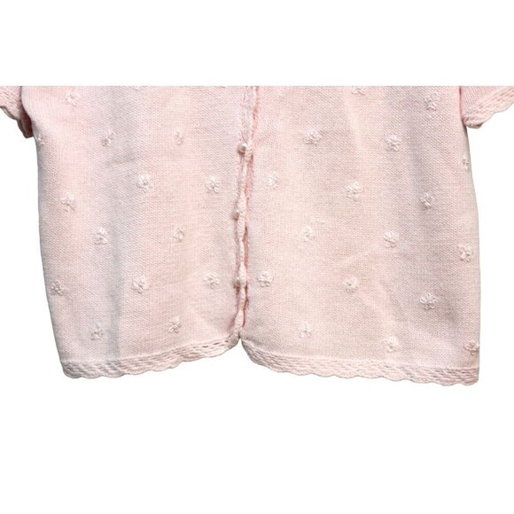 Vintage Cardigan Sweater Size L. Pink Embroidered Beaded Floral Knit - Picture 5 of 13